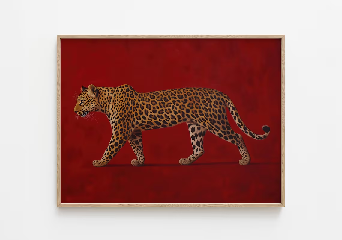 Resin Art Frame - Dipinto Diamantato Leopardo Rosso - Poster