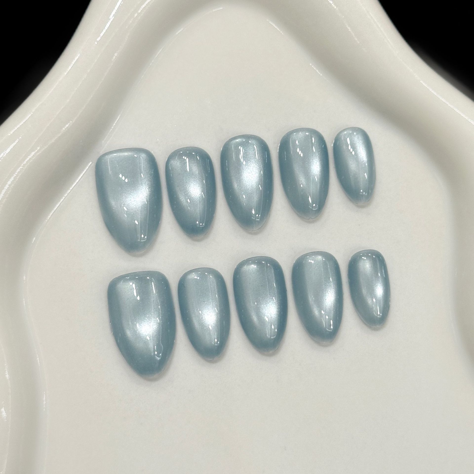 Resin Art And Design - 10 Pezzi Unghie Finte Blu Effetto