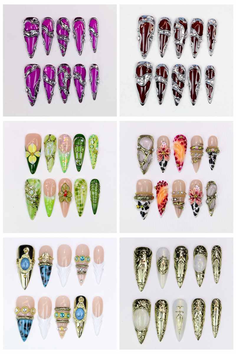 Resin Art And Design - 10 Pezzi Unghie Finte Lunghe a