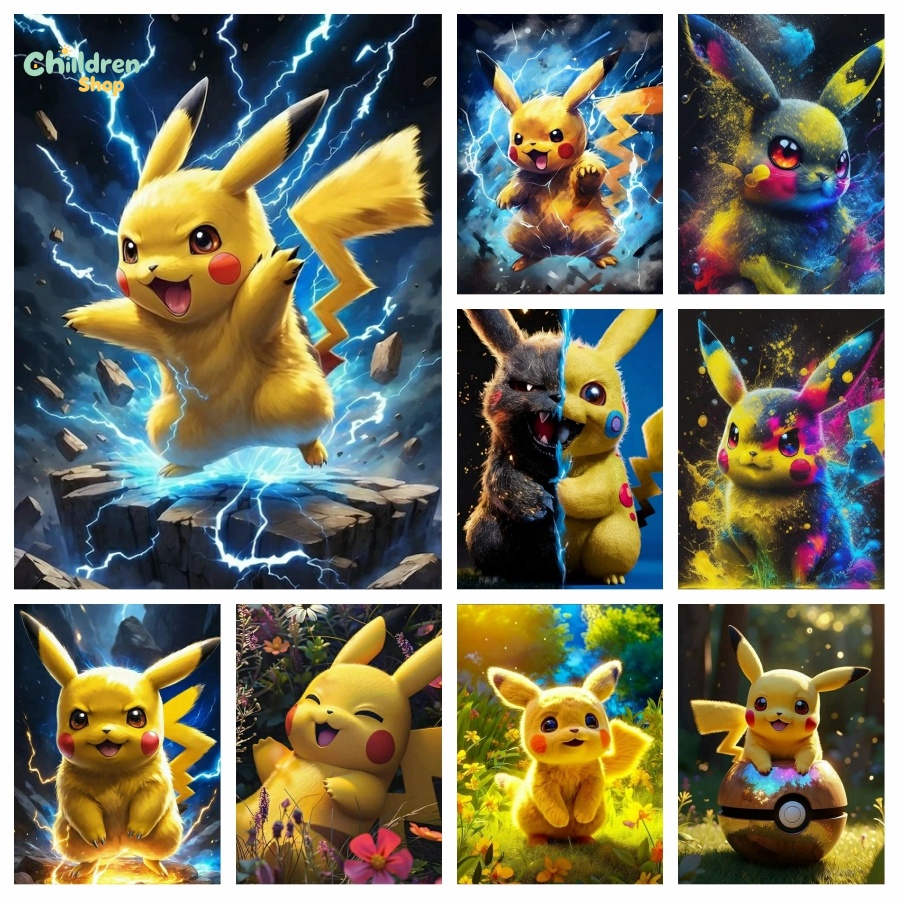 Resin Art Frame - Dipinto Diamantato con Simpatico Pikachu di