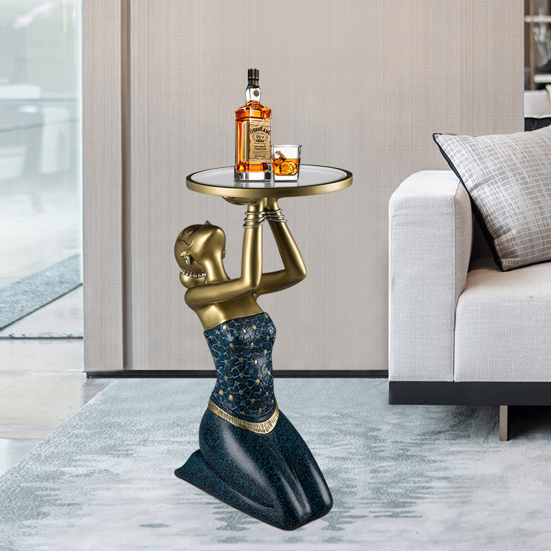Resin Art Coffee Table - Vassoio portaoggetti con statuetta di ragazze